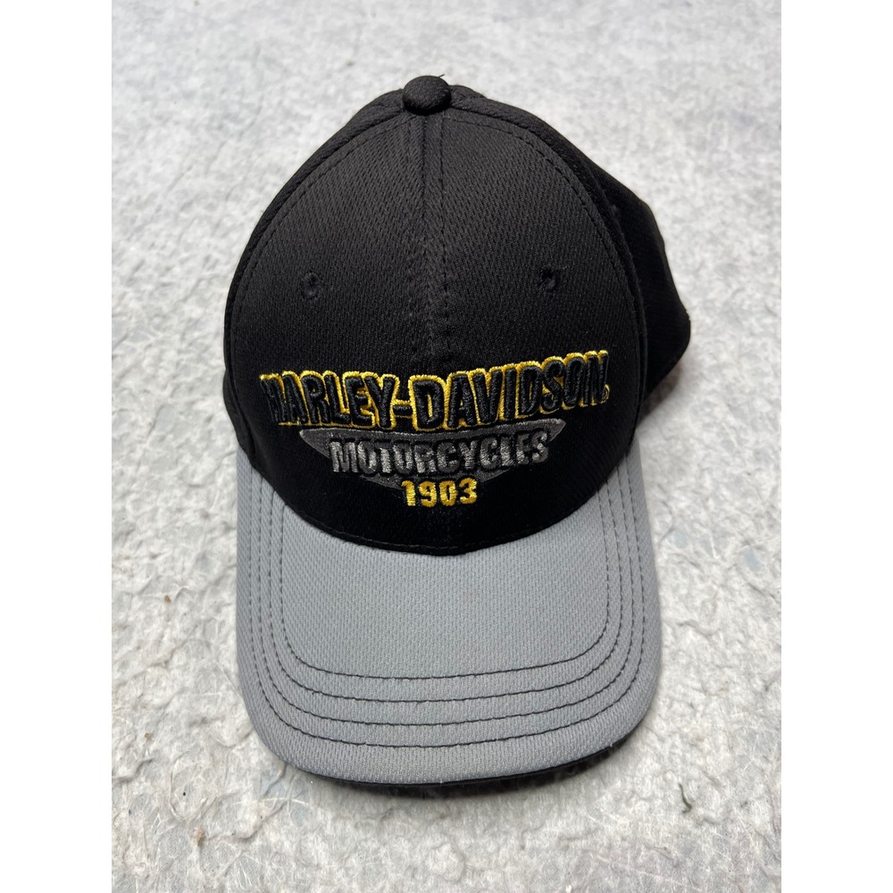 Harley-Davidson New Era 39THIRTY Hat Mens Small-Medium Black Grey 1903 Cap